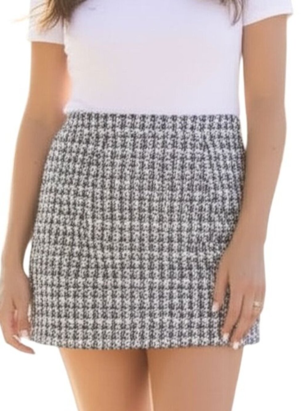 Rachel Zoe Tweed Mini Skirt Size 4 Black, Brown & Ivory